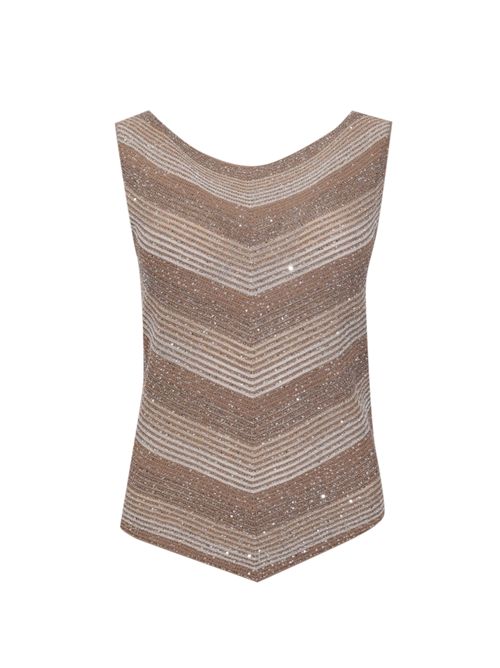 Top in maglia di viscosa e lurex con paillettes e cordoncino D. Exterior | 620836MOCH
